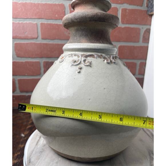 Uttermost Cream Ceramic Crackle Glaze Decorative Bottle Urn Finial Stopper 14" - Picture 3 of 9